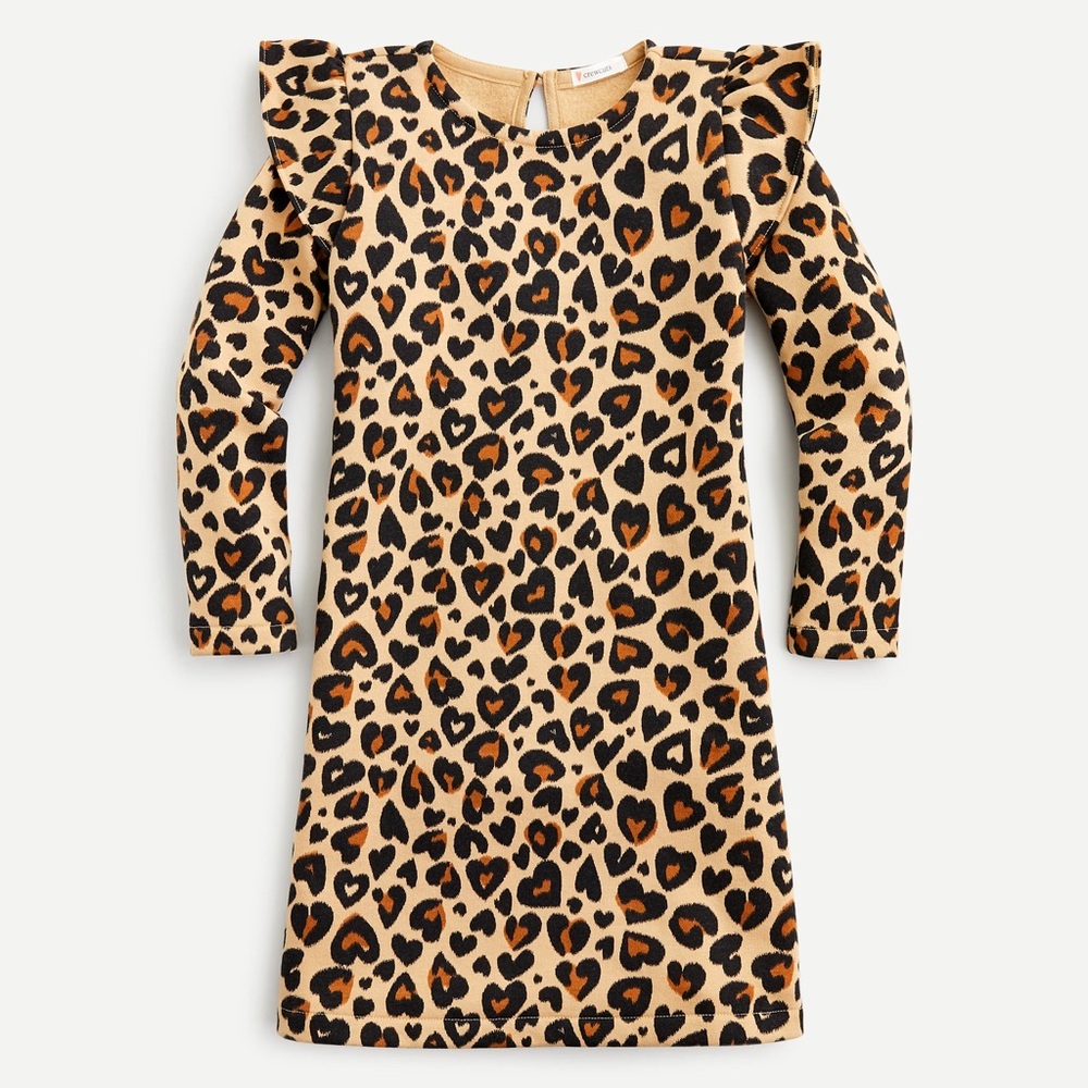 Crewcuts Leopard Print long sleeve ruffle Dress size 12